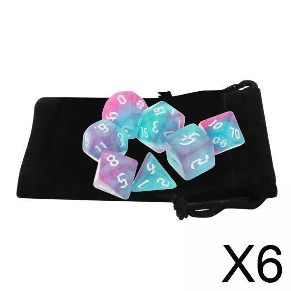 6xPack De 7 Dados Poliédricos Set D4-D20 Juguetes De Fiesta Para Juegos De Mesa RPG Púrpura