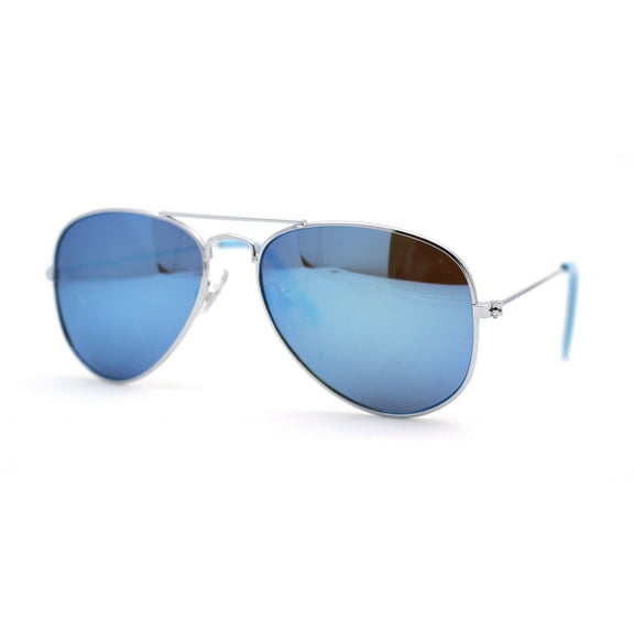 Child Size Kids Color Mirror Classic Iconic Tear Drop Officer Sunglasses Silver Blue Mirror