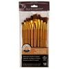 Royal & Langnickel Zip N' Close Soft Gold Taklon Long Wood Handle Paint Brush Set, Set of 12