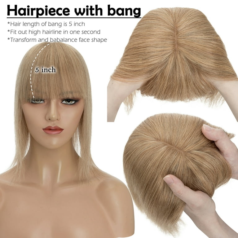 One Piece Clips In Remy Human Hair Fringe Side Part Bang Hair Extension  Topper