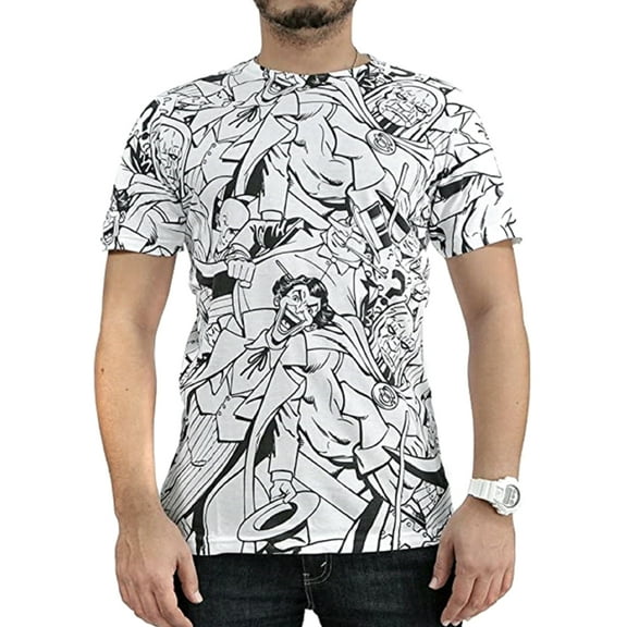 DC Comics Villains All-Over Comic Book Print T-Shirt (2XL)