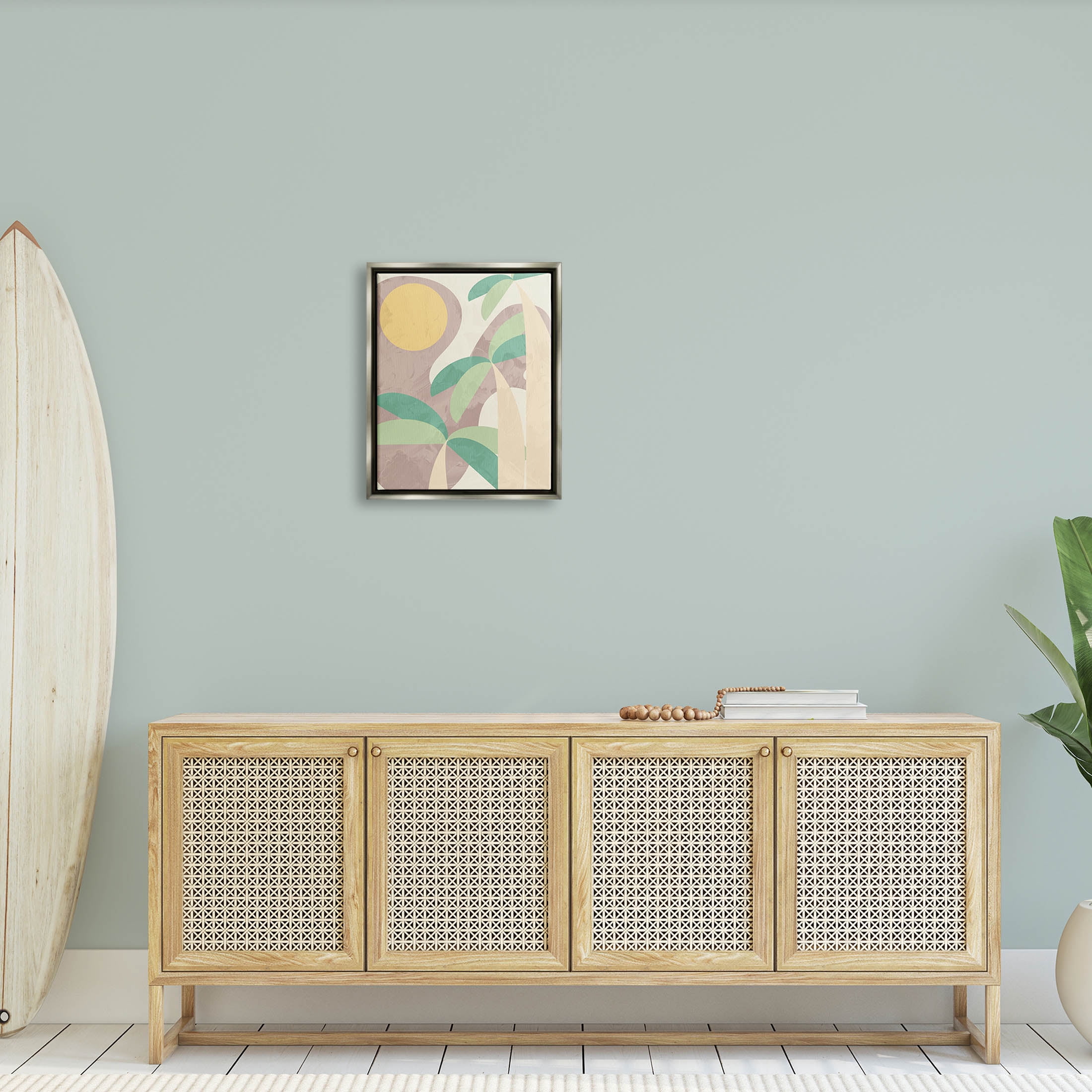 Geometric Palm Tree Summer Botanical & Floral Graphic Art Luster Gray Framed Art Print Wall Art