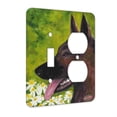 thumbnail image 1 of KuzmarK™ 2 Gang Single Toggle / Single Duplex Wall Plate - German Shepherd with Daisies Dog Art by Denise Every, 1 of 1