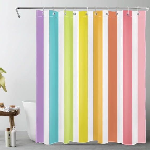 NEONWE Stripe Shower Curtain, Funny Modern Home Decor, 72" x 60", Polyester, Washable, 1 Count