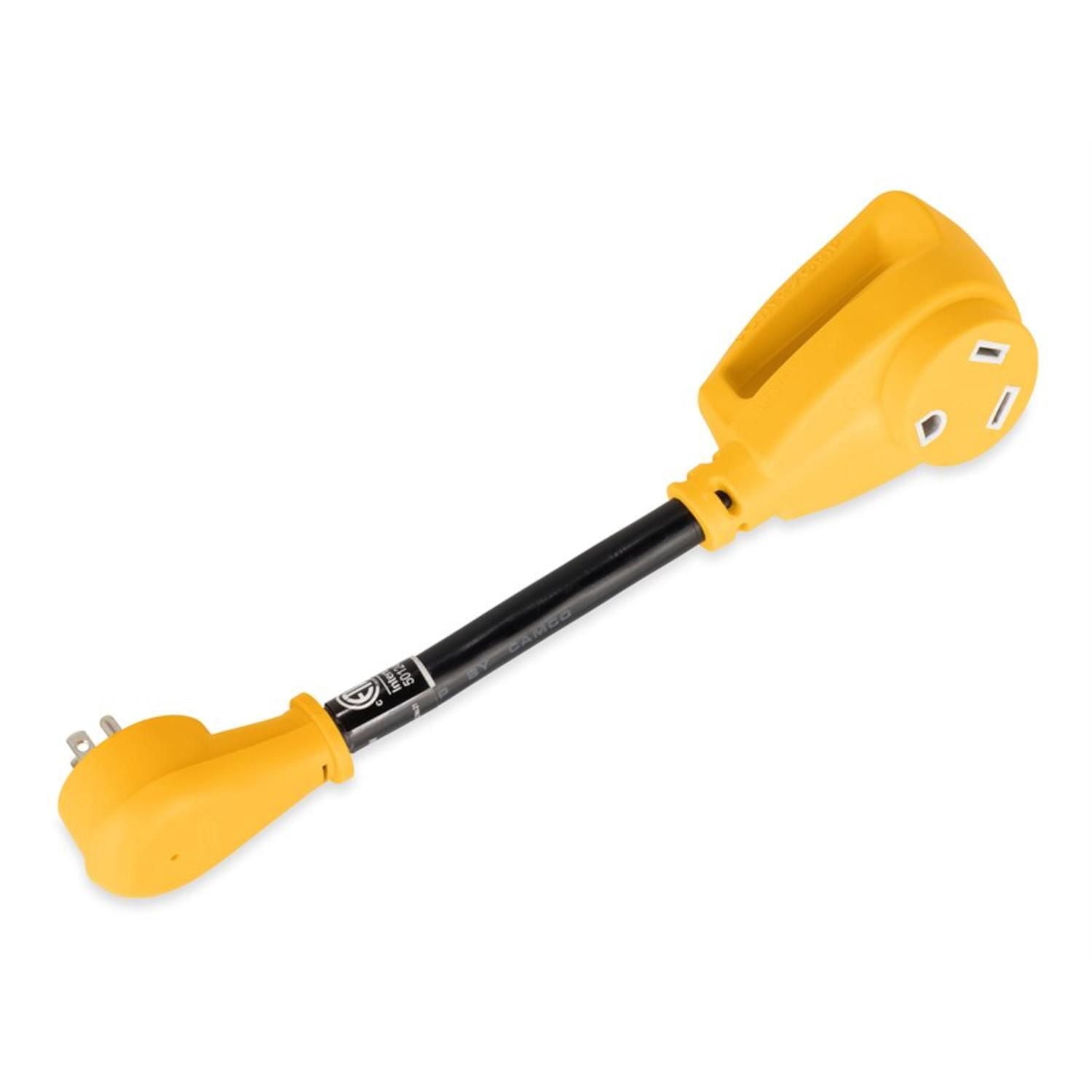 Camco Heavy-Duty RV  Electrical Adapter with PowerGrip Handle (15-Amp Male to 30-Amp Female, 12-Inch, 10/3-Gauge Wires)