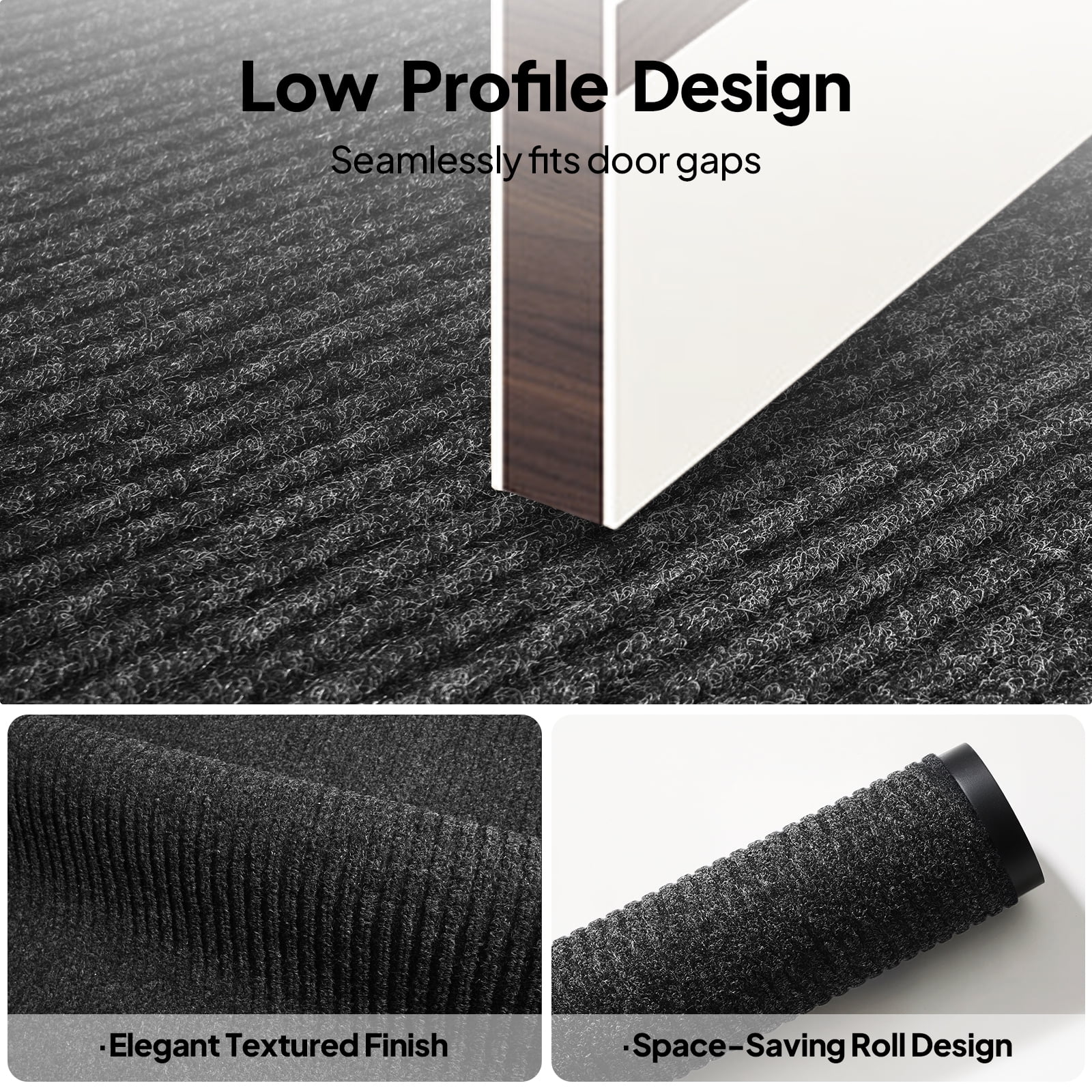 Extra-Long Dark Gray PVC Composite Entryway Mat, 90x150x0.7cm Commercial-Grade Non-Slip Mat, Heavy-Duty Dirt Trapping Mat for Storefronts Office Lobbies Airports Home Entrances