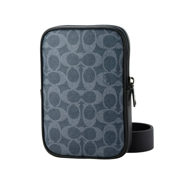 Coach Men's Aden Small Phone Crossbody Bag in Signature Canvas (Light Denim)