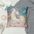 thumbnail image 2 of Unicorn Pillow Covers  Lovely Cartoon Pattern Pink Background Throw Pillowcase for Home Decor, 2 of 5