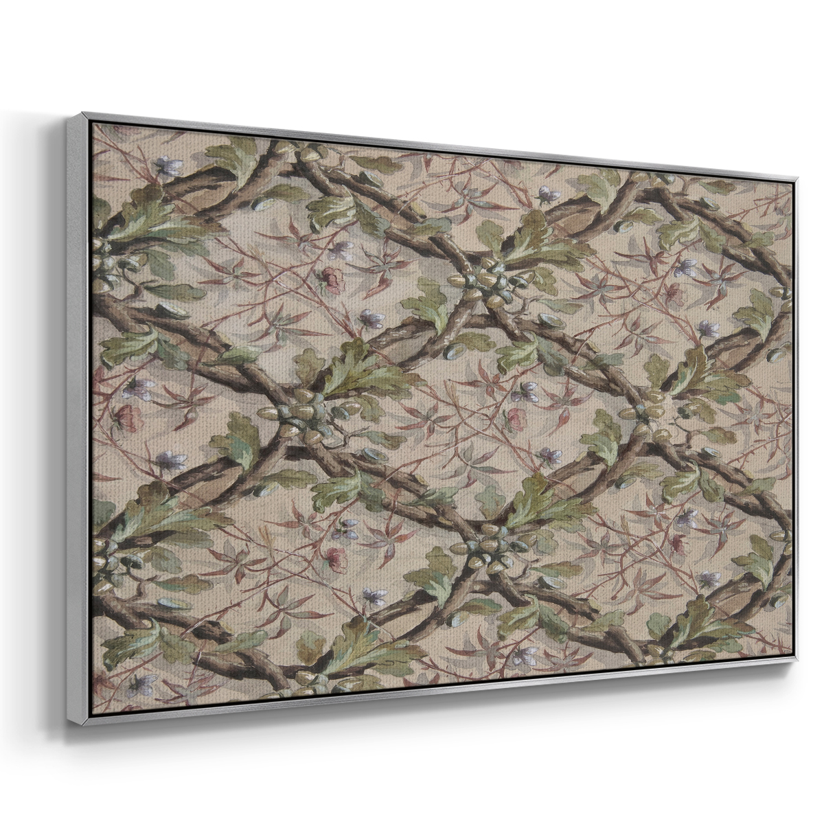 Vintage Abstract Print-IV Framed in Silver Wood Gallery Wrapped Canvas 27 in. x 41 in.
