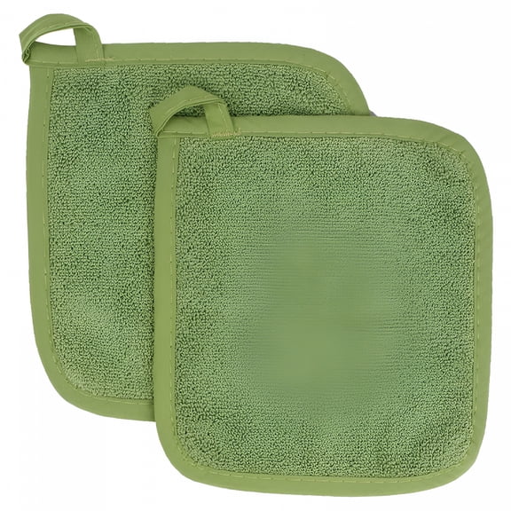 ACDANC 100% Cotton Terry Pot Holders for Kitchen,2-Pack,8.5"X8.25" Black