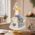 thumbnail image 4 of Cififendec Christmas Patchwork Goose Outfit, Pom Pom Beanie Scarf and Heart Snowflake Patch Dress for 23" Veranda Goose Statue Dressing, 4 of 7
