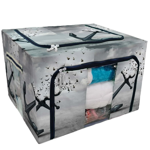EREHome Letting go psychologyanchor birds Storage Bag Clear Window Storage Bins Boxes Large Capacity Foldable Stackable Organizer With Steel Metal Frame For Bedding,Clothes,Closets, Bedrooms