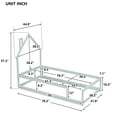 thumbnail image 2 of Twin Size Wood Bed, Floor bed with House-shaped Headboard and Fences, Cute Montessori Bed Frame for Boys and Girls, Light Green, 2 of 8