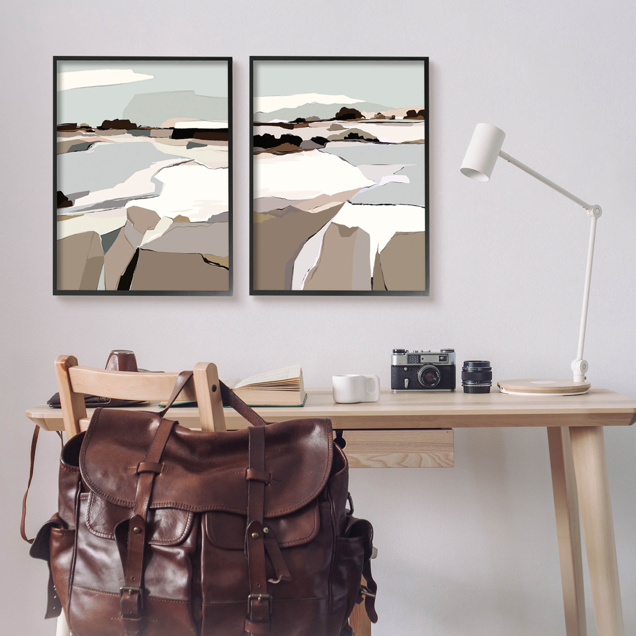 Stupell Industries Abstract Swedish Landscape Shapes Graphic Art Black Framed Art Print Wall Art, Set of 2, Design by Nikita Jariwala