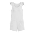 thumbnail image 4 of POIUYTR Women Summer Casual Jumpsuit Loose Ruffle Sleeveless Romper Vacation Straight Leg One-Piece Shorts, 4 of 5
