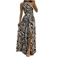 thumbnail image 1 of Robe d'Été Épaules Dénudées Printemps et Été Femmes Robe Sans Manches Imprimée Mode Col Asymétrique Robe Épaules Dénudées pour Femmes Robe d'Été pour Femmes avec Manches, 1 of 6