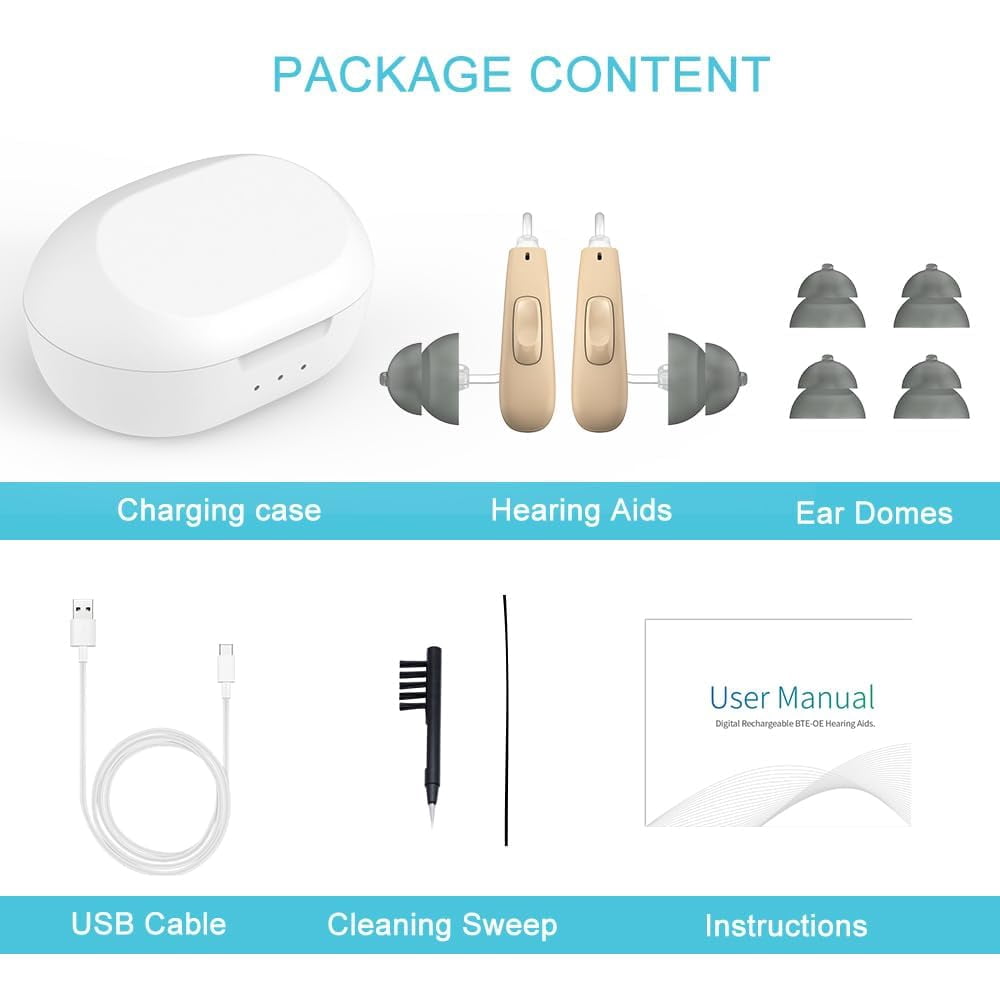 True Hearing Aids Not Amplifier 11 Channals Professional Rechargeable Waterproof Hearing Aids for Seniors Serve with Noise Cancelling Hearing Aid with Magnetic Charging Box