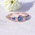 thumbnail image 2 of Natural Blue Topaz Ring 14k Solid Gold Promise Ring Bezel Set Three Stone Women Jewelry November Birthstone Gift Rings, 2 of 4