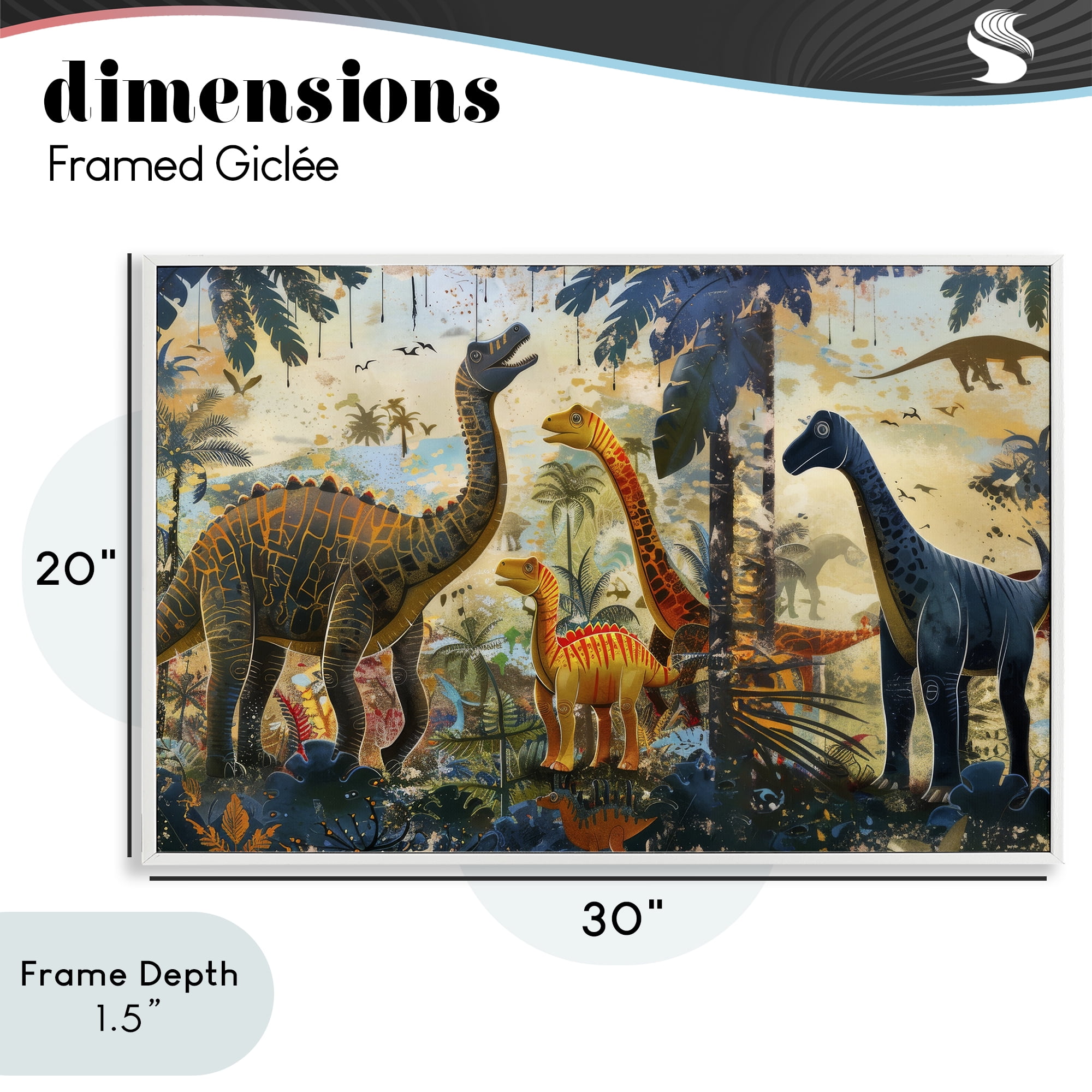 Stupell Industries Jurassic Journey in Nature White Framed Giclee Art, design by Lazar Studio
