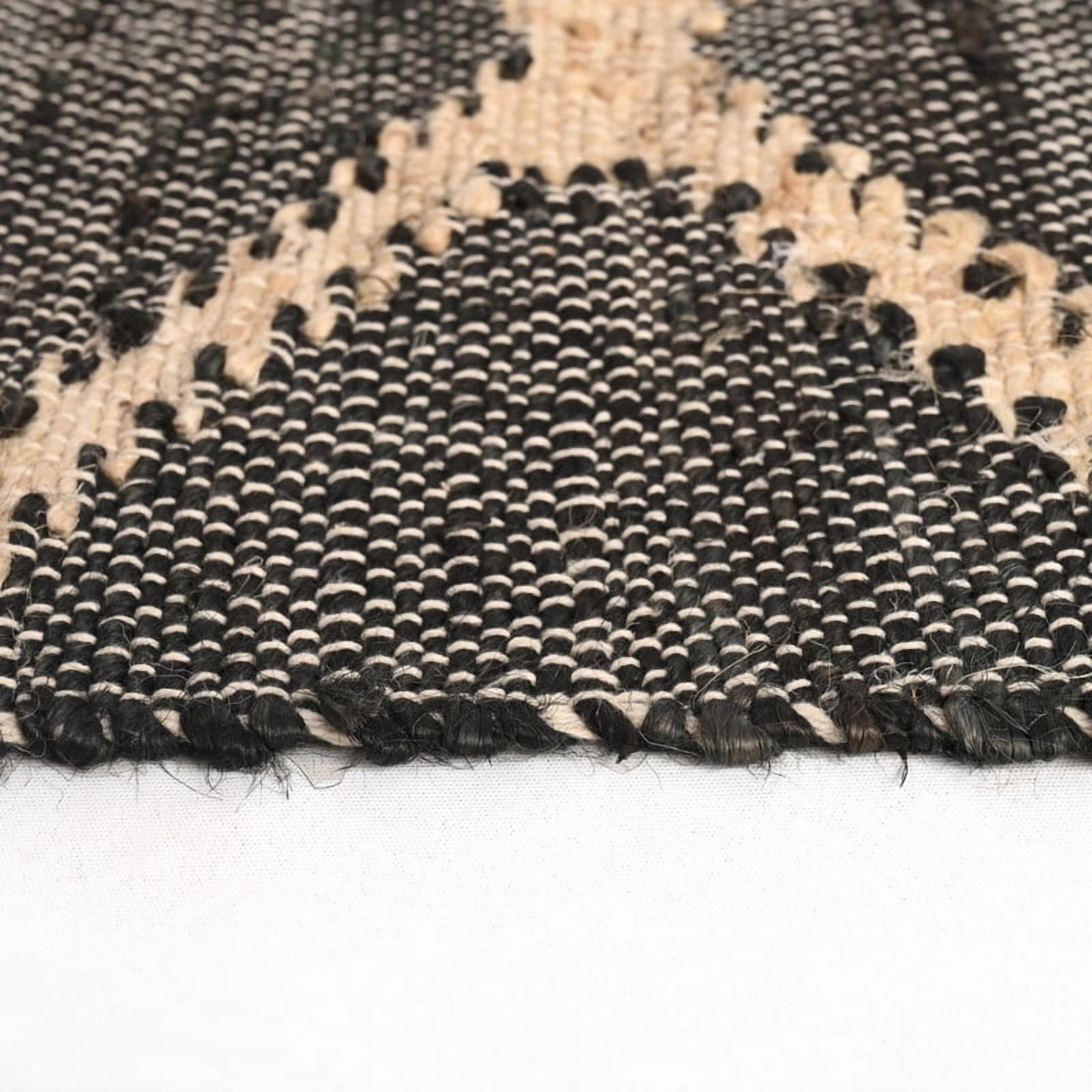KLAVATE Modern Flatweave Diamond Pattern Jute Rug Ideal for Living Room