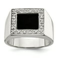 thumbnail image 1 of 925 Sterling Silver Men's Cubic Zirconia and Onyx Ring, 1 of 2