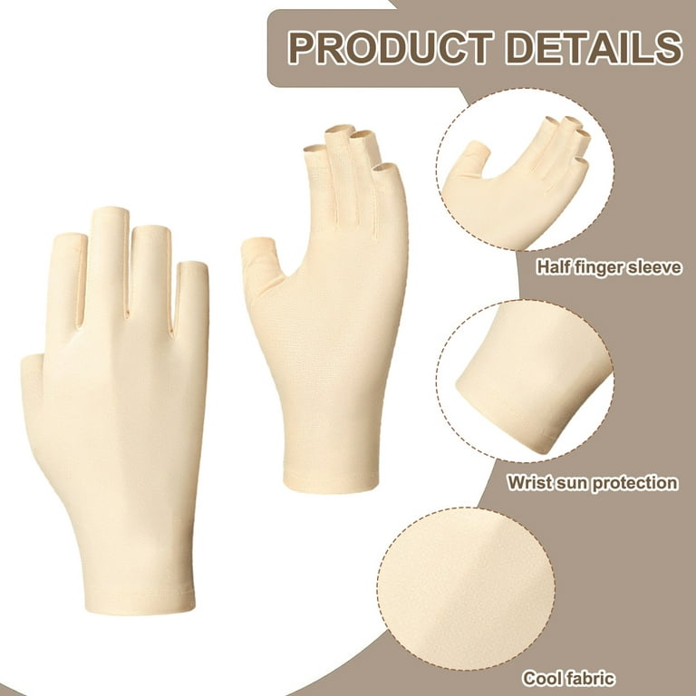 Womens Sun Protection Gloves Anti-UV Half Finger Mittens Driving