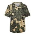 thumbnail image 2 of Domuza Scrubs Tops for Men Plus Size V-Neck Short Sleeve Medical Workwear Camo Printed Stretch T-Shirts Comfort Soft Nursing Top with Pockets Yellow XXXXL, 2 of 4
