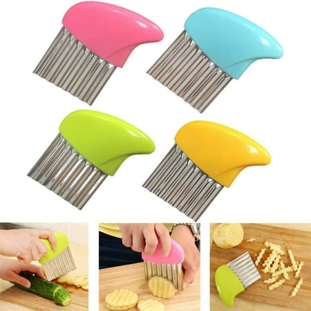 

1 Pack Crinkle Cutter for Kids Stainless Steel French Fry Cutter Suitable for Cutting(Green)