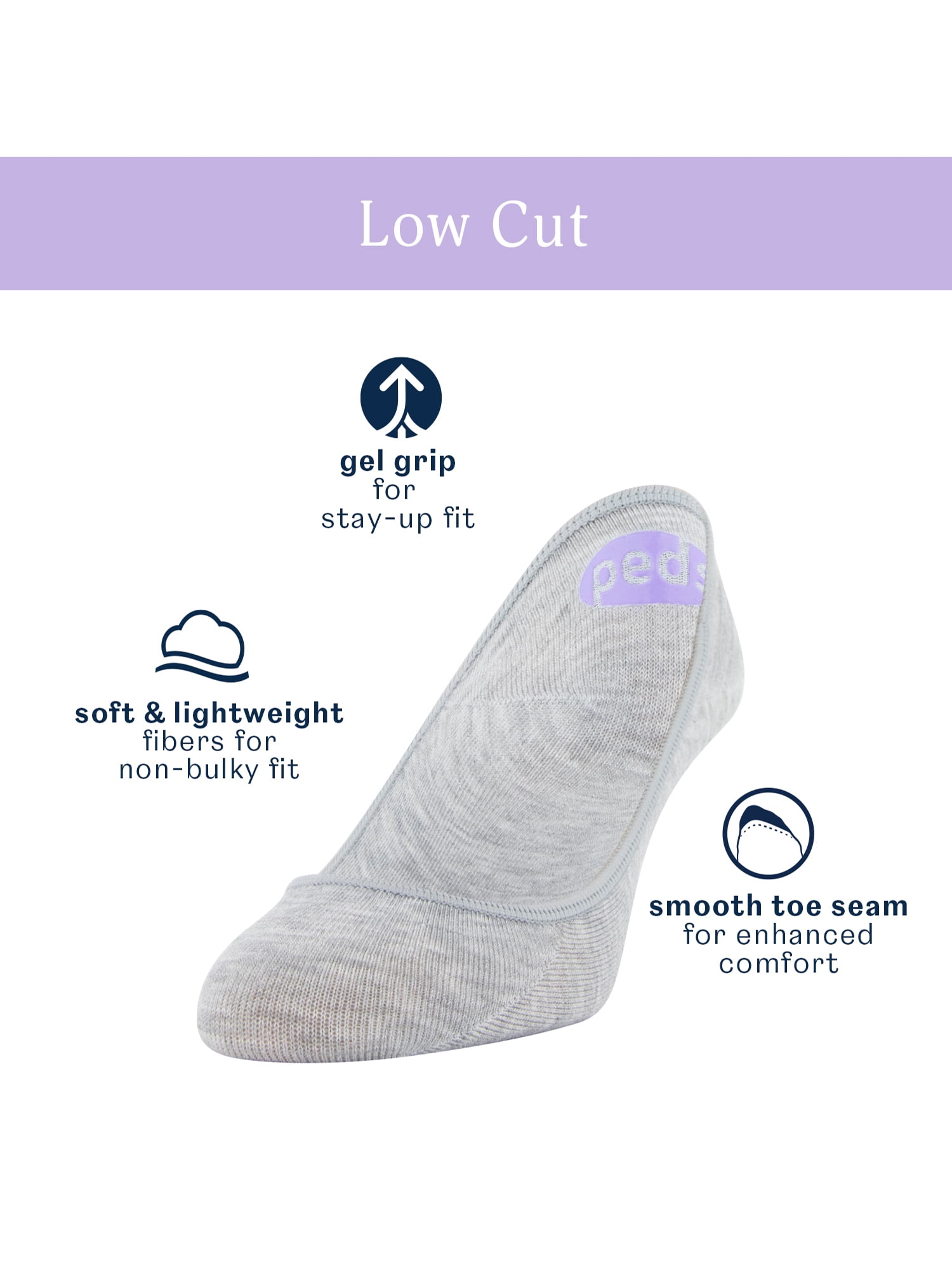 PEDS Women's Low Cut Lightweight Liner Socks, 6 Pairs