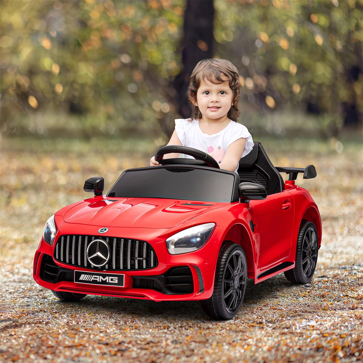 CIPACHO Licensed Mercedes-Benz AMG GTR Dual drive 12V Powered Ride Ons Sports Car with 2.4G Remote Control, Red