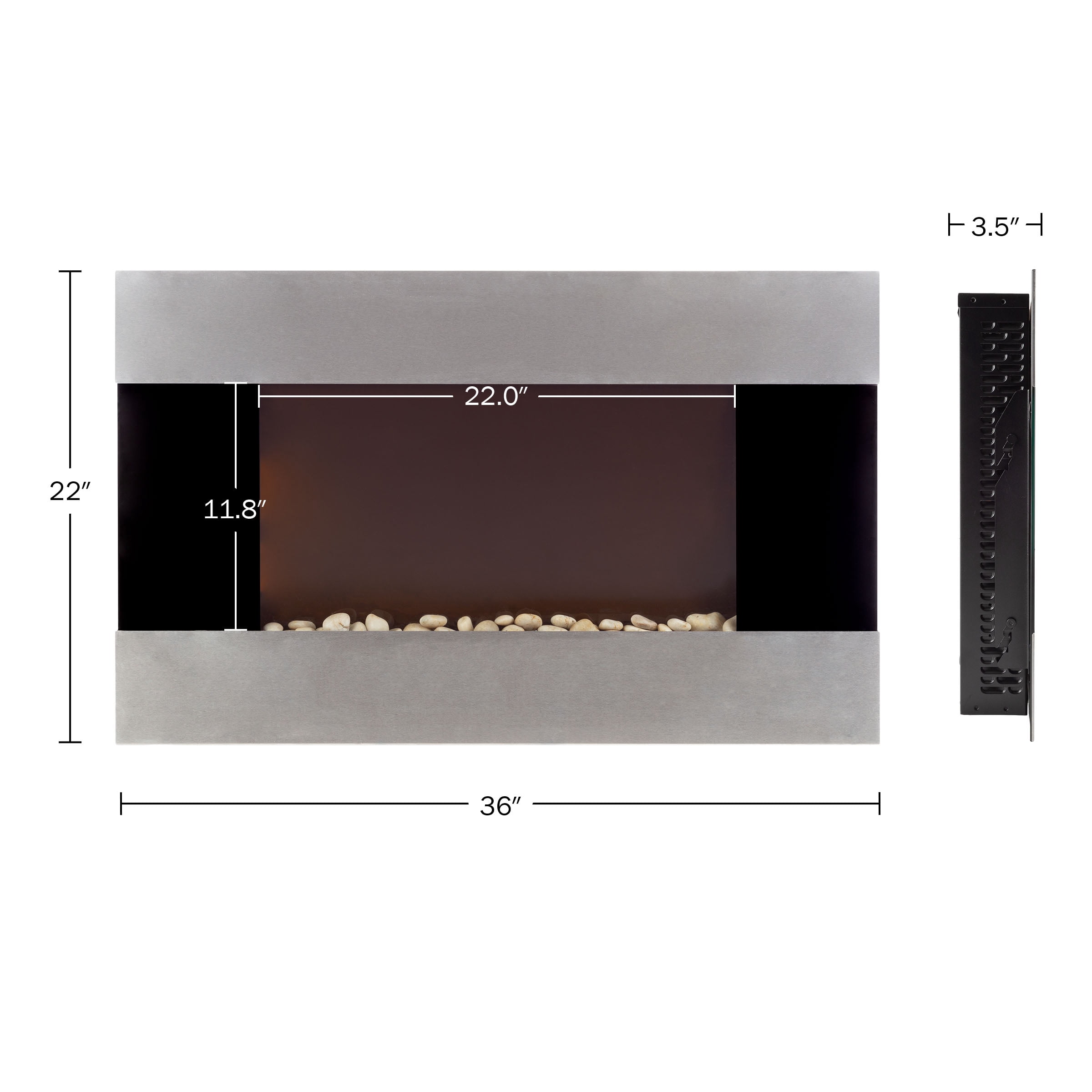 Northwest 36-inch Wall-Mount Electric Fireplace Heater with Orange Flame and Remote