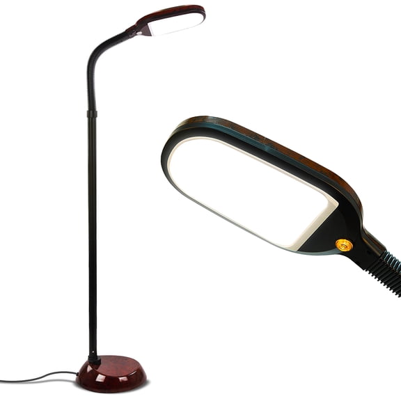 Brightech Litespan 53 in. Brown Adjustable Gooseneck Pole Floor Lamp