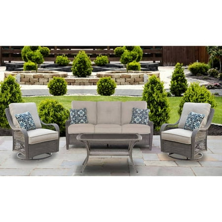 Hanover Outdoor Orleans 4 Piece All Weather Patio Set Silver