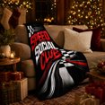 thumbnail image 3 of Speed Social Club Quote with Racing Flags, Bold Motorsport Style for Racing Fans and Birthday Gift, Cozy Flannel Blanket for Garage Lounge and Bedroom, Home Decor, 3 of 9