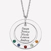 Personalized Planet Family Birthstone Sterling Silver Circle Name Pendant, 20"