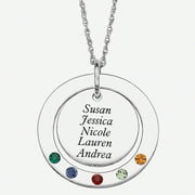 Personalized Planet Family Birthstone Sterling Silver Circle Name Pendant, 20"