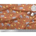 thumbnail image 3 of Soimoi Orange Rayon Fabric Lion,Giraffe & Elephant Kids Printed Fabric 1 Yard 42 Inch Wide, 3 of 3