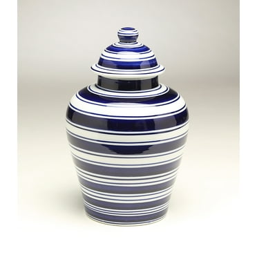 AA Importing 59957 Blue & White Chinoiserie Ceramic Ginger Jar
