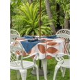 thumbnail image 3 of Outdoor Tablecloth with Umbrella Hole for Patio/Picnic/Party/Camping, Terracotta Orange Leaves Waterproof Table Cloth Round Cover Washable, Summer Farmhouse Botanical Branch (Dia 60"), 3 of 9