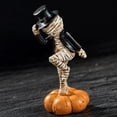thumbnail image 4 of Vintage Halloween Decor Mini Resin Figures, Mummy-Wrapped Pumpkin Resin Ornament with Spooky Festive Face for Desktop Shelf Party Ghost Festival, Cute Halloween Decor, Spooky Miniature, 4 of 5