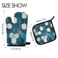 thumbnail image 2 of Yayeee Oven Mitts and Pot Holder Set of 2 Heat Resistant Kitchen Gloves Baking Hot Pad, Dark Blue Hexagon Patterns, 2 of 5