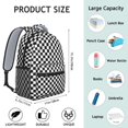 thumbnail image 6 of Black and White Checkered Backpack for School,Cute School Bag,Schoolbag with Adjustable Shoulder Straps & Padded Back,15.3"x11"x6.7", 6 of 6
