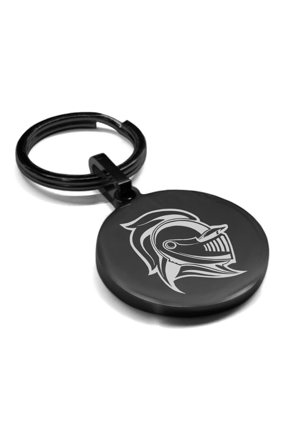Stainless Steel Knight Warrior Champion Round Medallion Keychain Circle Ring