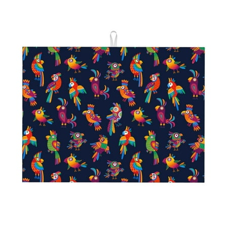 

Adobk Colorful Birds Print Microfiber Dish Drying Mat Baby Bottle Drying Mat Kitchen Counter Dish Mat Super Absorbent