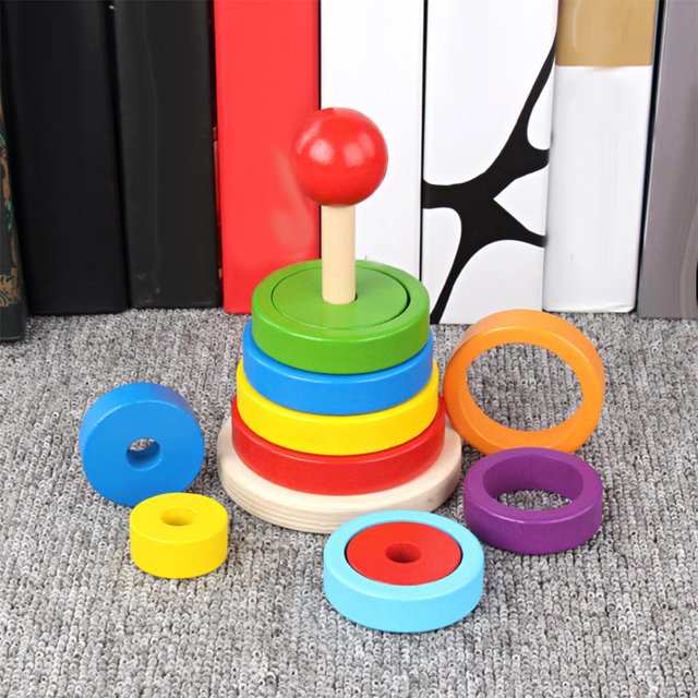 Anillos de apilamiento para bebés Juguetes Construcción Apilador geométrico Juguetes de desarrollo educativo sensorial para A Salvador anillos de apilamiento de arco iris