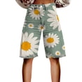 thumbnail image 2 of Women's Casual Pants Flare Denim Shorts For Women Wide Leg Denim Shorts Woman Vintage Floral Print High Waisted Straight Stretch Pants With Pockets,Yellow Women's Casual Pants XXXXXL, 2 of 4