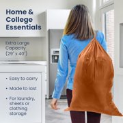 Maypes Heavy-Duty Nylon Laundry Bags with Carrying Strap, Dirty Clothes Hamper, Camel, 29x40