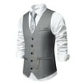thumbnail image 2 of ZCFZJW Men's Suit Vest Formal Wedding Slim Fit Single-Breasted Sleeveless V-Neck Have Pockets Solid Dress Wedding Waistcoat Prom Tuxedo #11-Gray S, 2 of 9