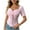 Pink, variant on AherBiu Going out Tops for Women Drawstring Square Neck Low Cut Short Sleeve Ribble Knitted Slim Fitted Cute Shirts