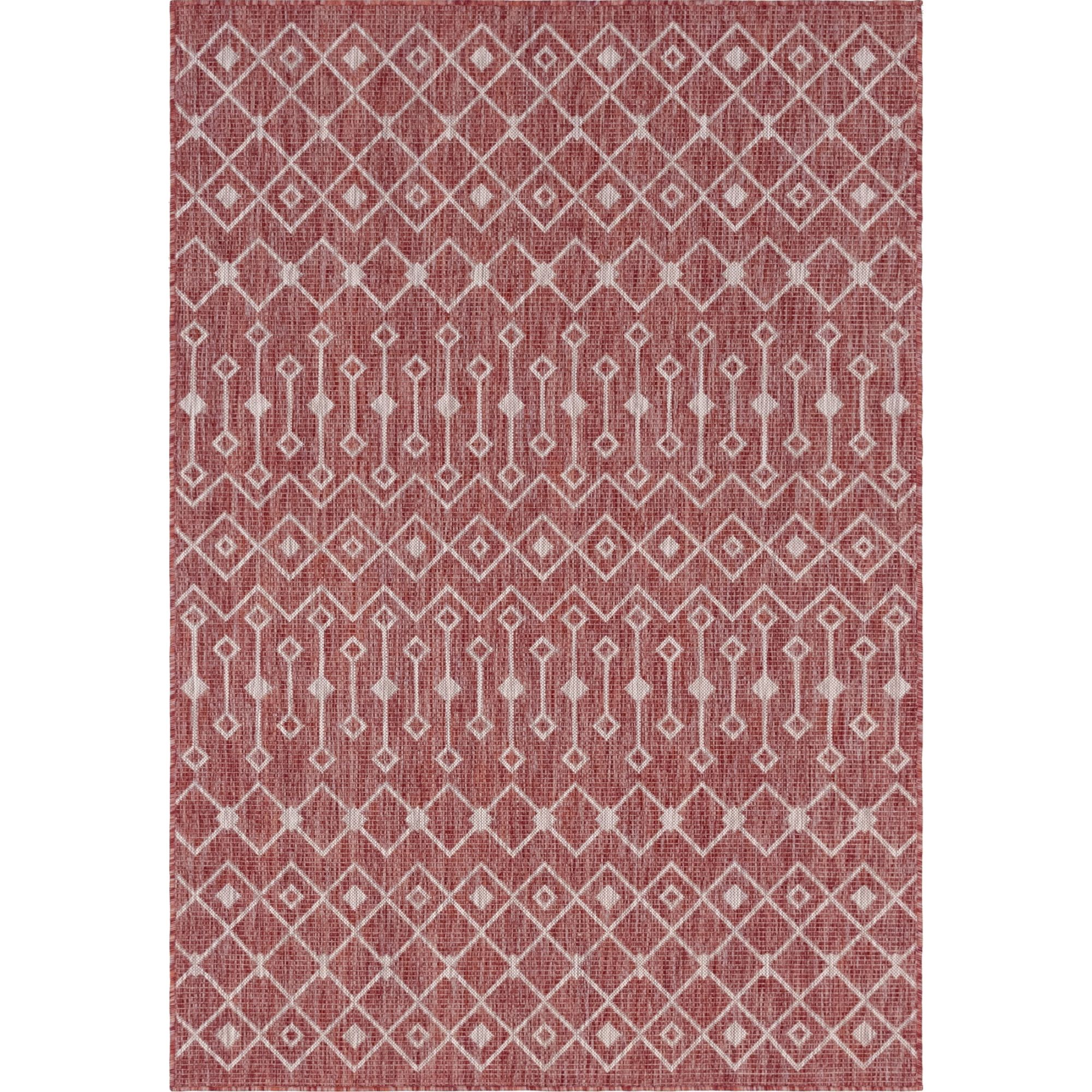 Unique Loom 4' x 6' Red Outdoor Rug